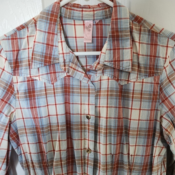 Plaid Button up Tunic sz XL Dolled Up by FANG - Picture 3 of 9